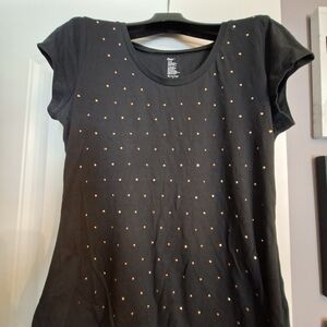 GAP Black Short Sleeve Top with Gold Studs